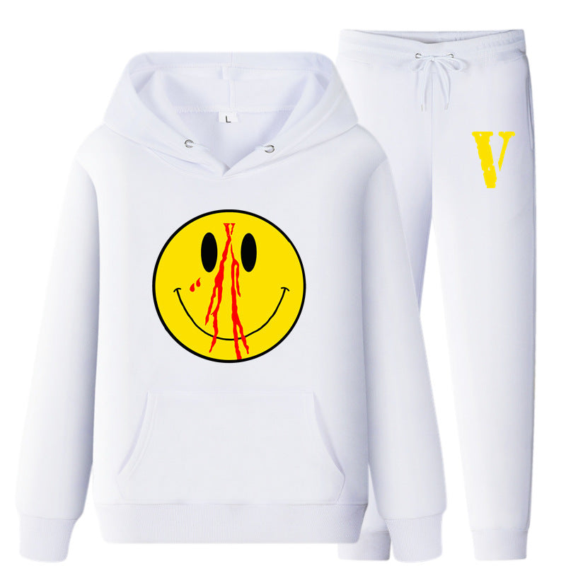 Vlone Hoodie & Pants 2 Piece Set Men'S Spring And Autumn Loose Pullover Sweatershirt