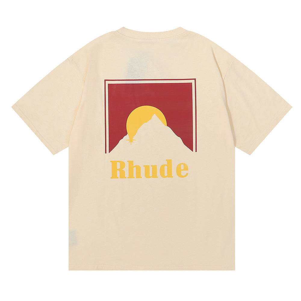 Rhude T Shirt Sunset Design Sense Printed Short Sleeve T-Shirt