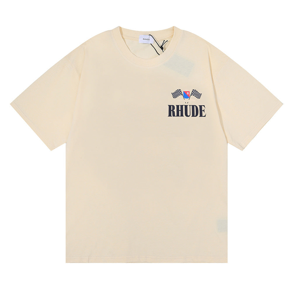 Rhude T Shirt Alphabet Flag Print Short Sleeve T-Shirt