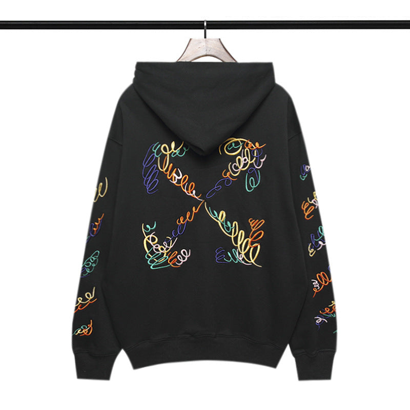off White Hoodie Autumn and Winter Letter Embroidered Hooded Sweater