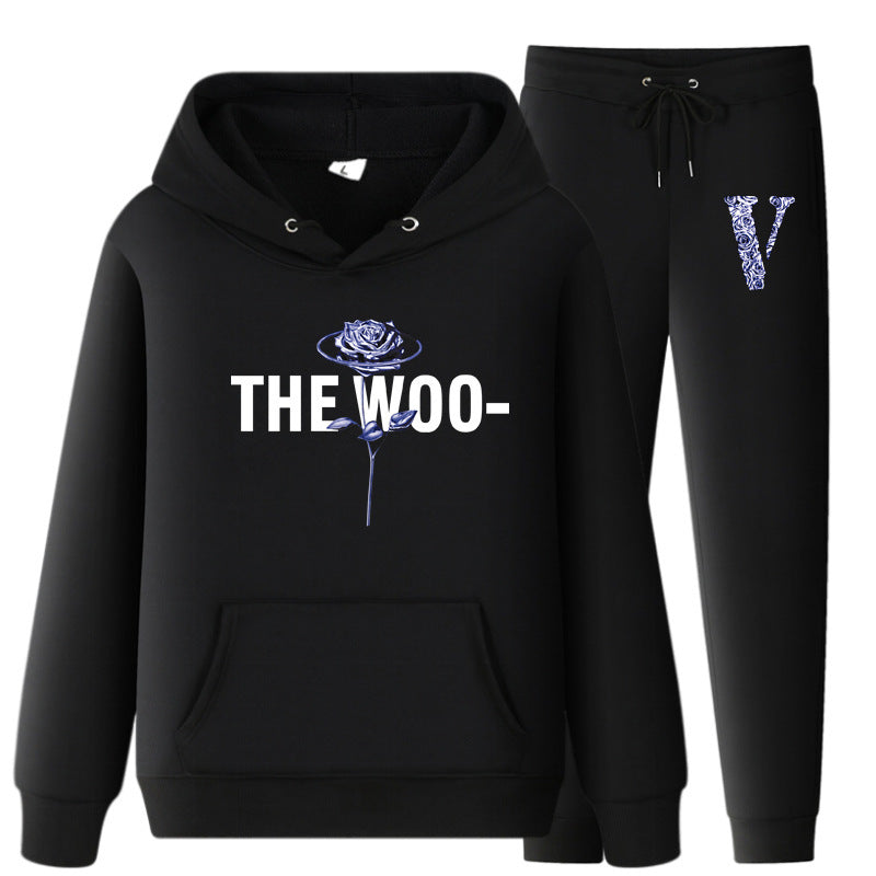Vlone Hoodie & Pants 2 Piece Set V Printing Stylish Casual Hooded