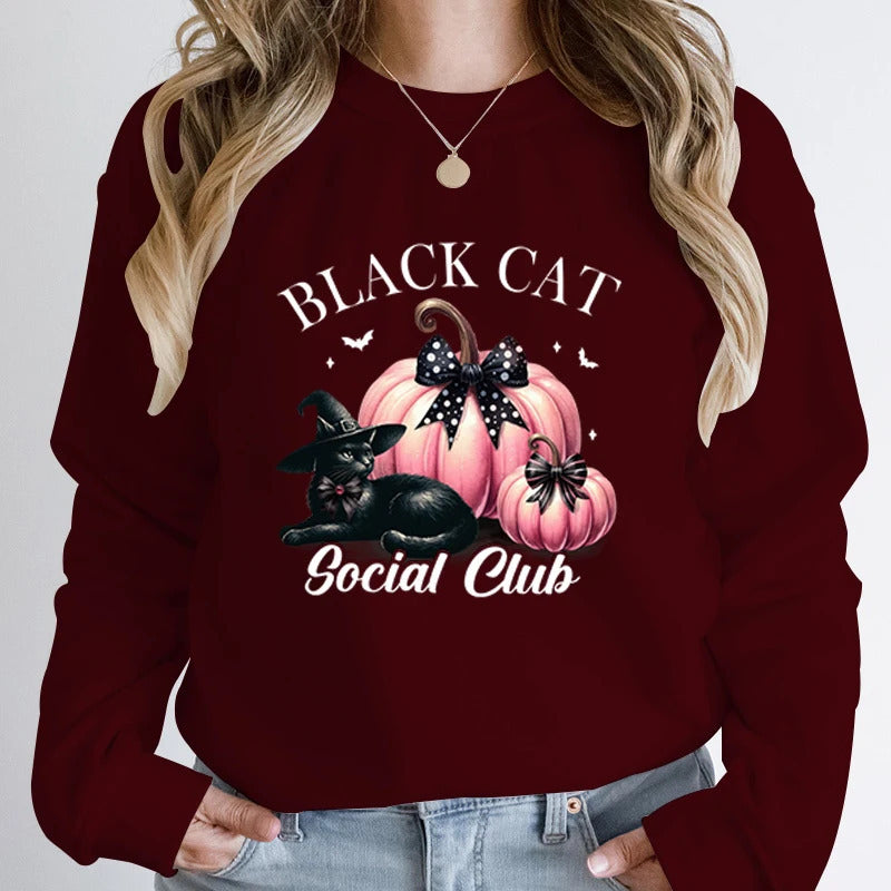 Women Fashion Creative Halloween Pumpkin Black Hoodies