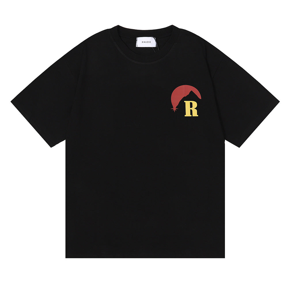 Rhude T Shirt Sunset Design Sense Printed Short Sleeve T-Shirt