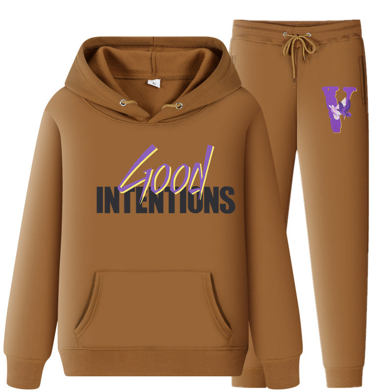 Vlone Hoodie & Pants 2 Piece Set Hooded Sweater Men And Women Loose