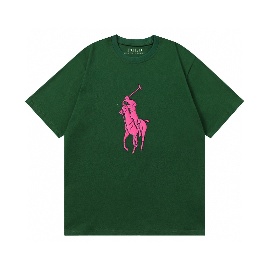 Ralph Lauren T Shirts Cotton Label Short Sleeve Solid Color