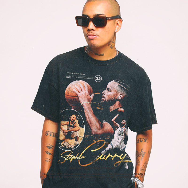 Nba T Shirt Nba Warriors Curry Basketball Star Printed Short Sleeve T-shirt