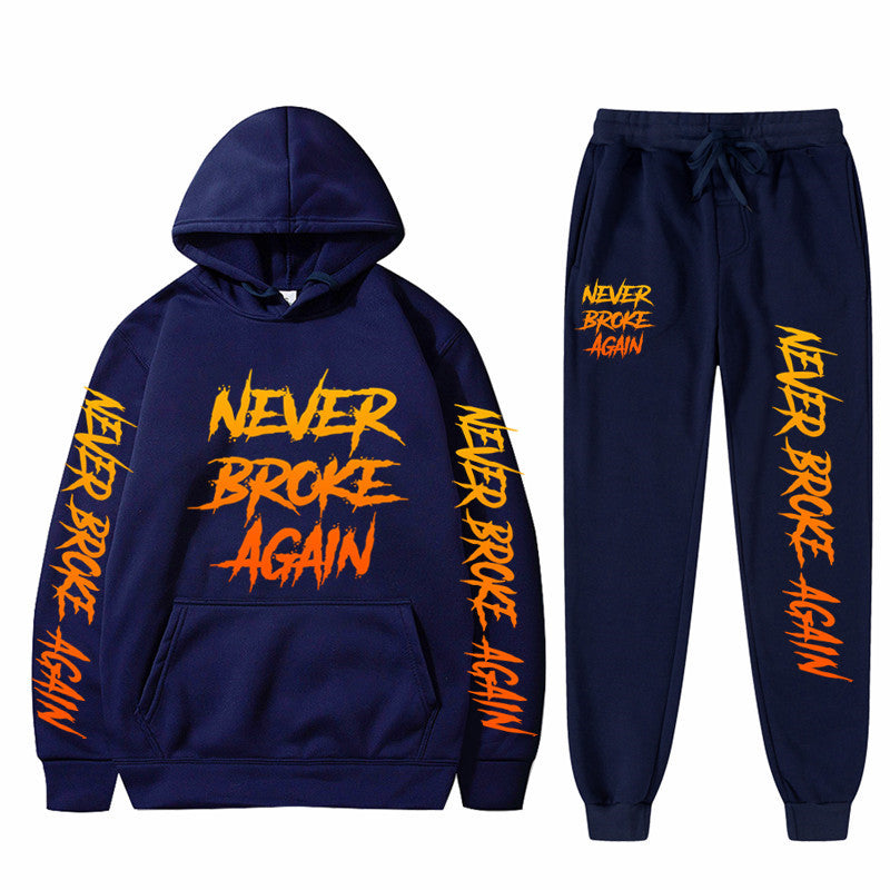 Never Broke Again Hoodie Casual Hooded Sweatshirt Casual Sports Pants