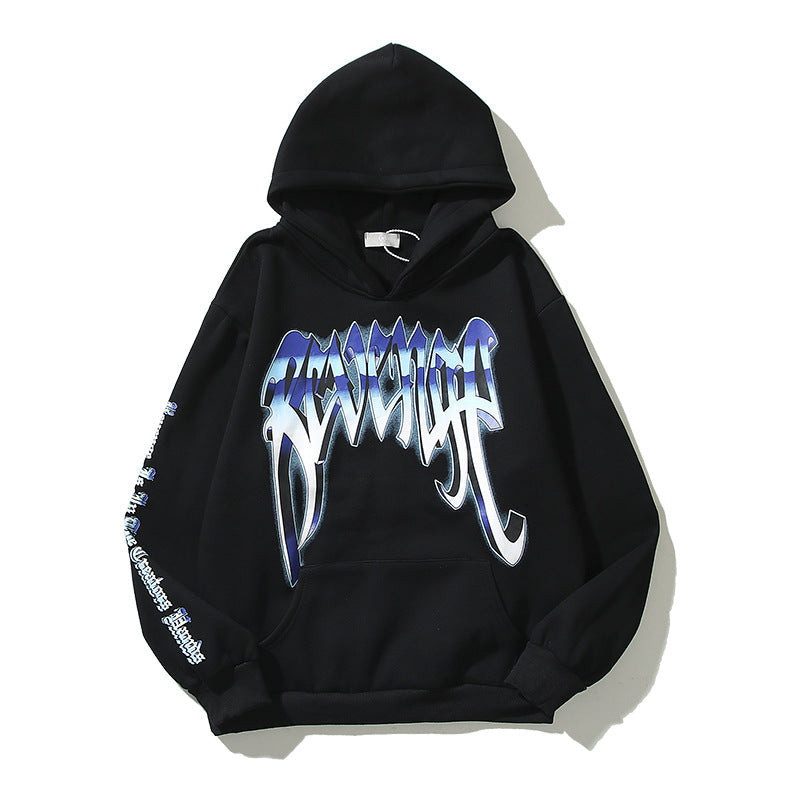 Kanye West Sunday Service Hoodie Autumn And Winter Mechanical Skull Fleece-Lined Hoodie Sweater