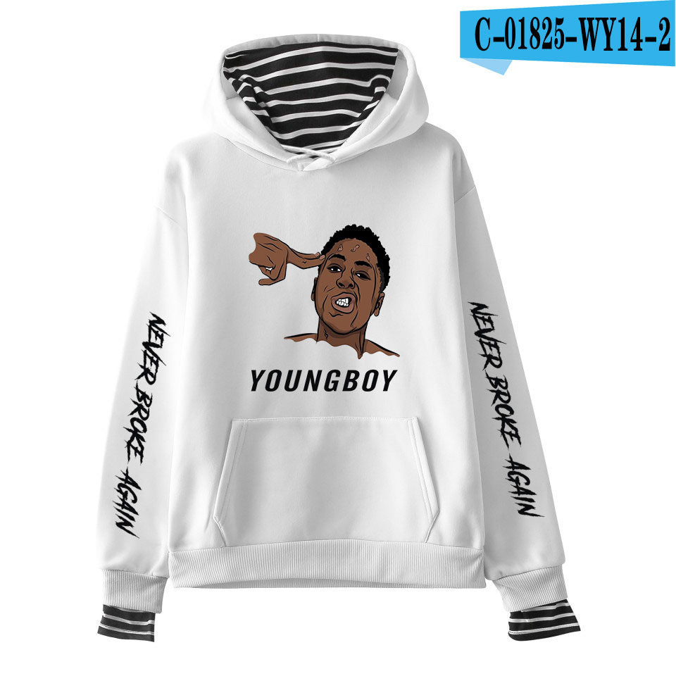 Never Broke Again Hoodie All-Match False Two-Piece Sweaters
