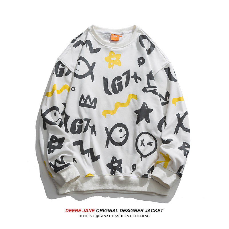 Men Pullover Hoodie Men's Spring and Autumn American Style Loose Trendy Couples Long Sleeve