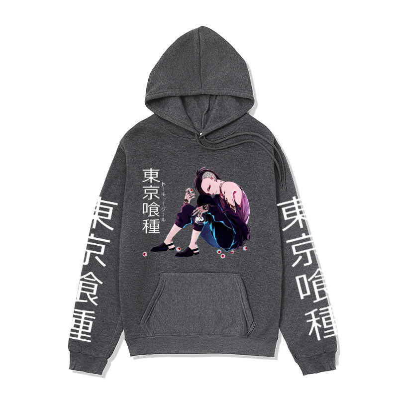 Anime Hoddies Tokyo Food Series Sweater Fleece-Lined Hoodie Fall Winter Coat