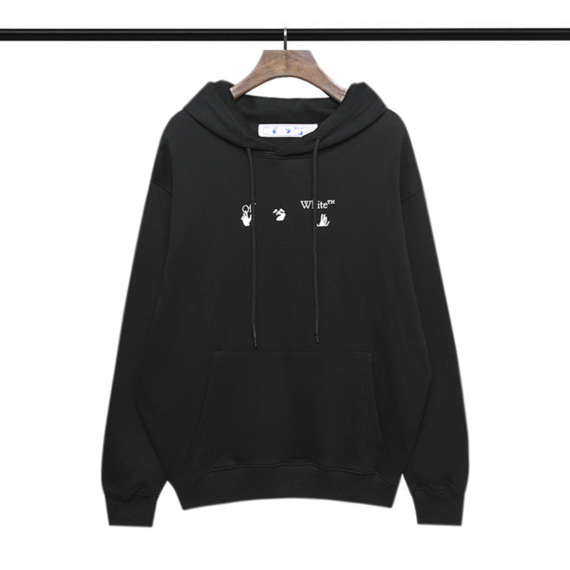 off White Hoodie Autumn and Winter Terry Hooded Loose Sweater Printed Men's and Women's Jacket