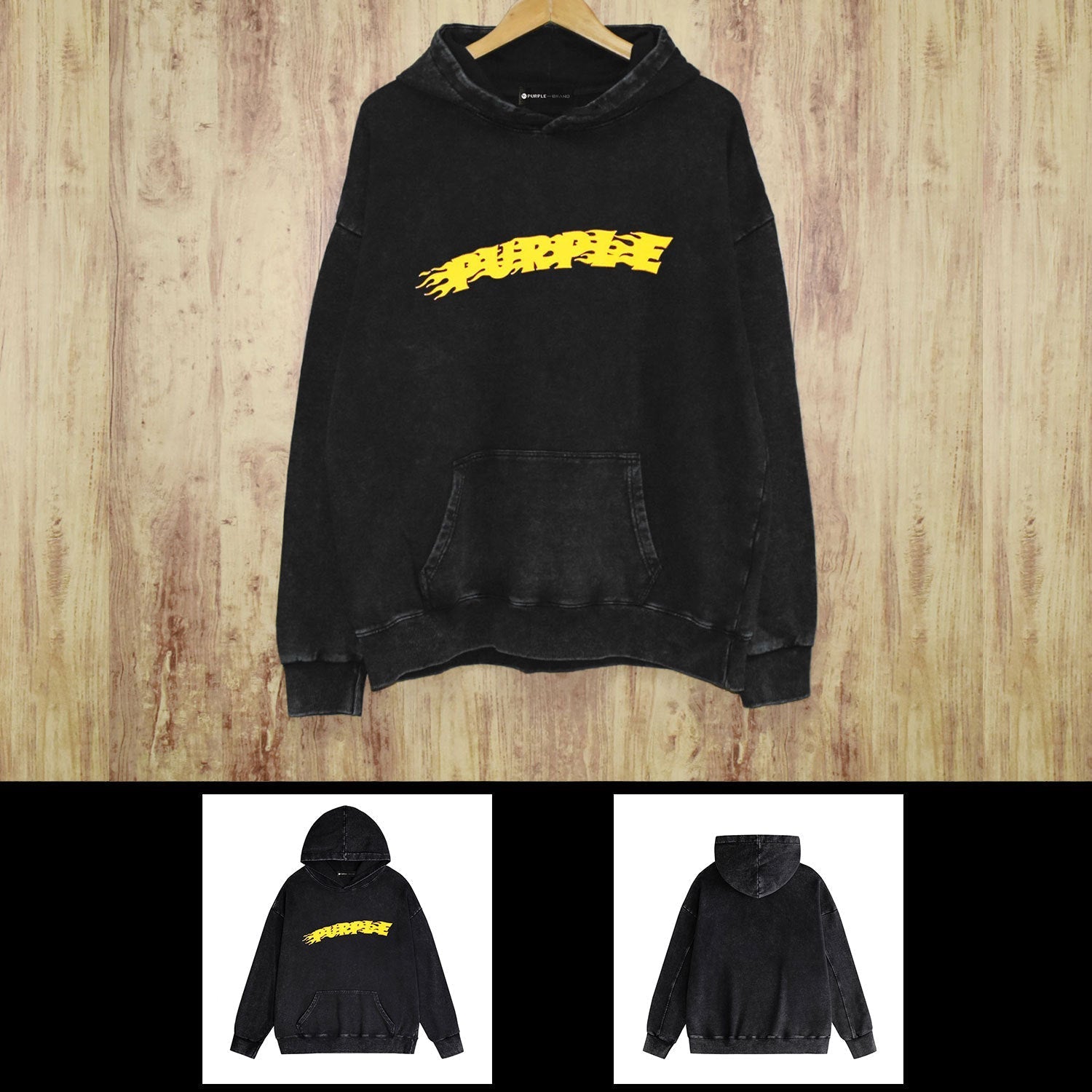 Purple Brand Distressed Hoodie Fashion Old Loose Hooded Sweater