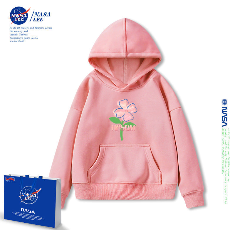 NASA Children Hoodie NASA Women's Sweater Hooded Casual Loose Fleece-Lined