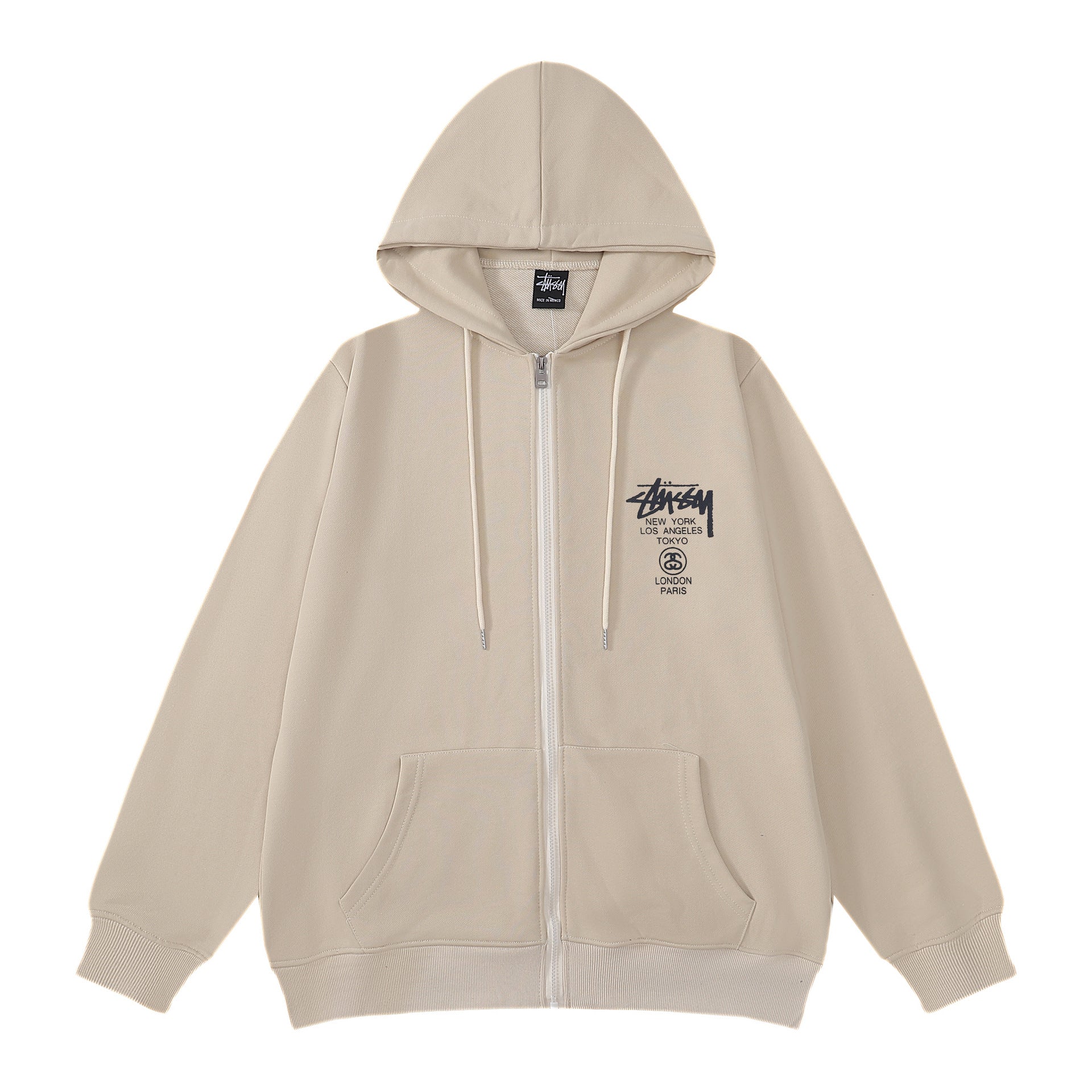 Stussy Hoodie Embroidered Fleece Fashion Cardigan Zip Hoodie