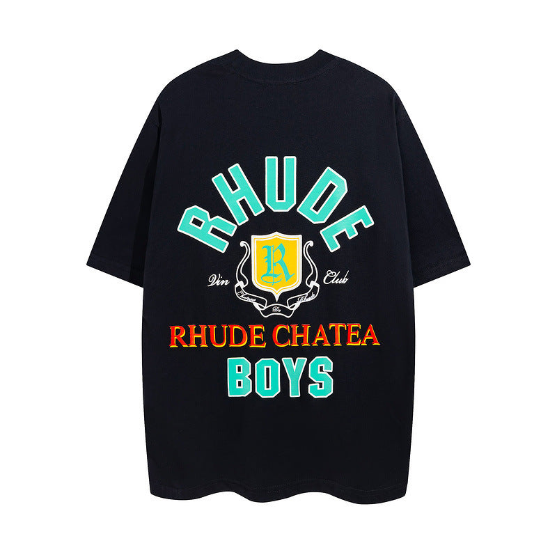 Rhude T Shirt Micro Label Letter Coconut Pattern Short Sleeve T-Shirt