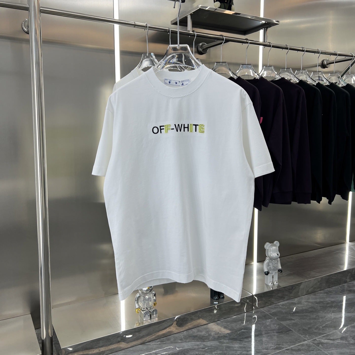 Off White T Shirts OW Patch Embroidery Arrow Crew Neck Pullover Short Sleeve