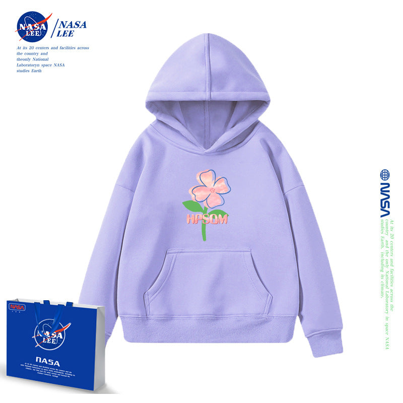 NASA Children Hoodie NASA Women's Sweater Hooded Casual Loose Fleece-Lined