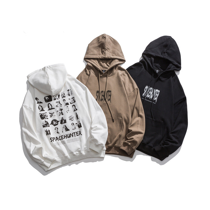 Men's Graphic Hoodies Figure Printed Hooded Long Sleeve Top Men