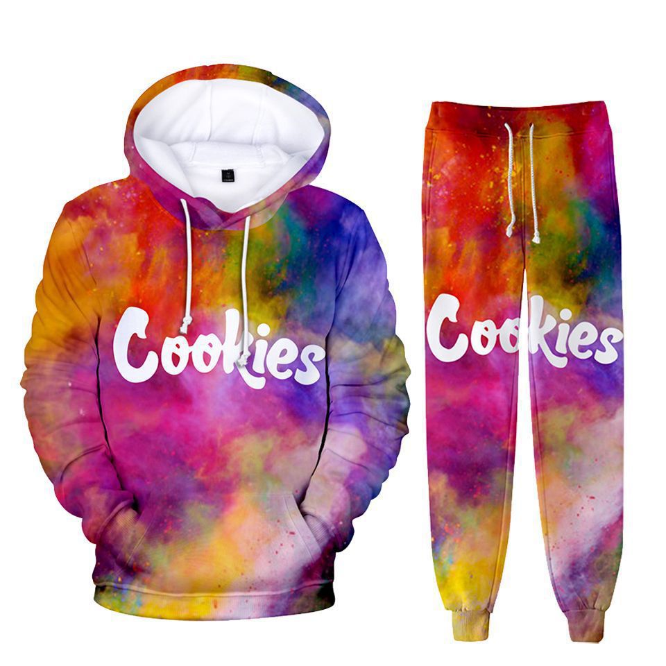 Cookies Hoodie Digital Color Printing Sweet Hooded Ankle Banded Pants Set