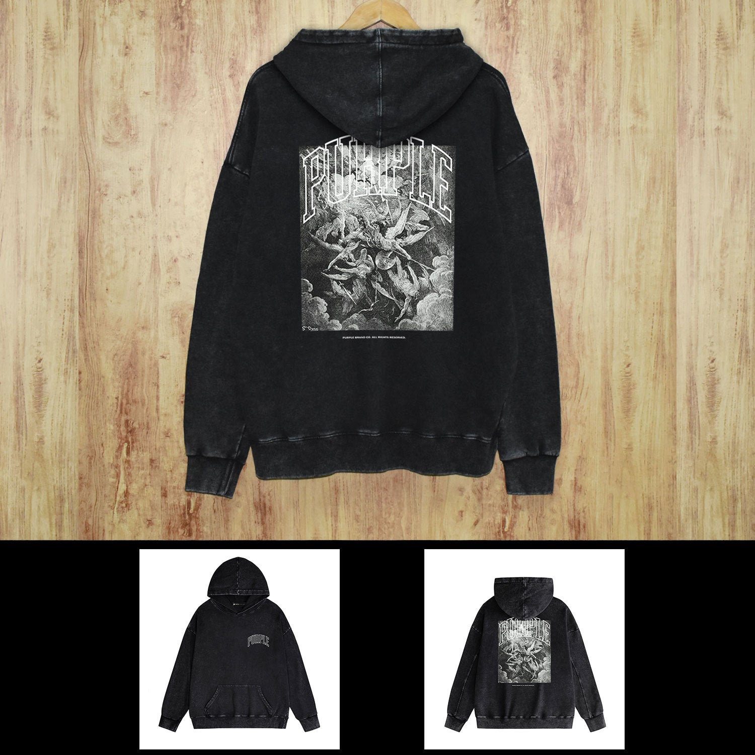 Purple Brand Distressed Hoodie Fashion Old Loose Hooded Sweater