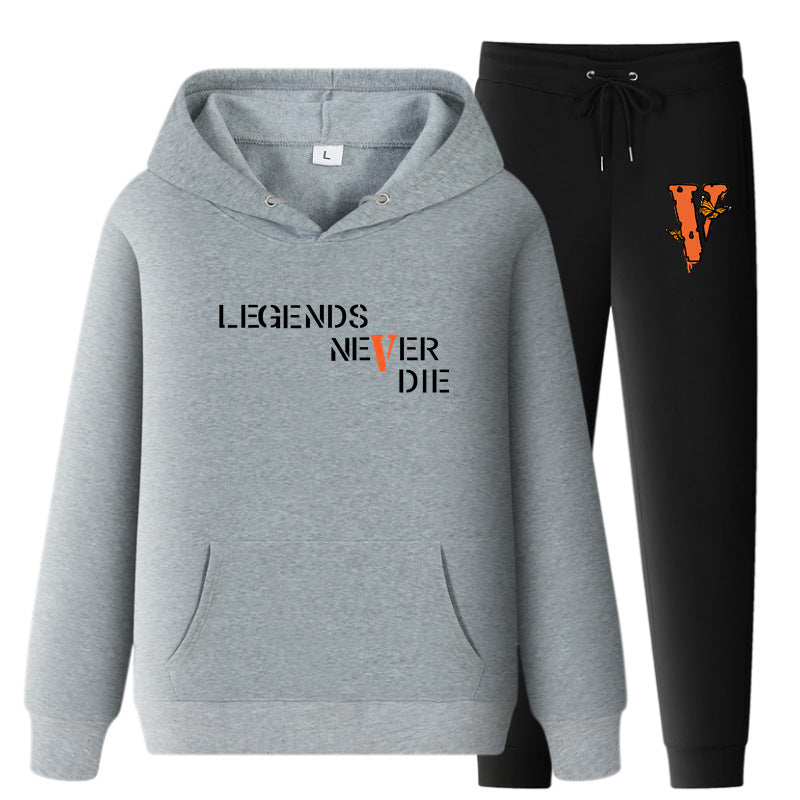 Vlone Hoodie & Pants 2 Piece Set Printing Sweatshirt And Sweatpants Fall Winter Hooded