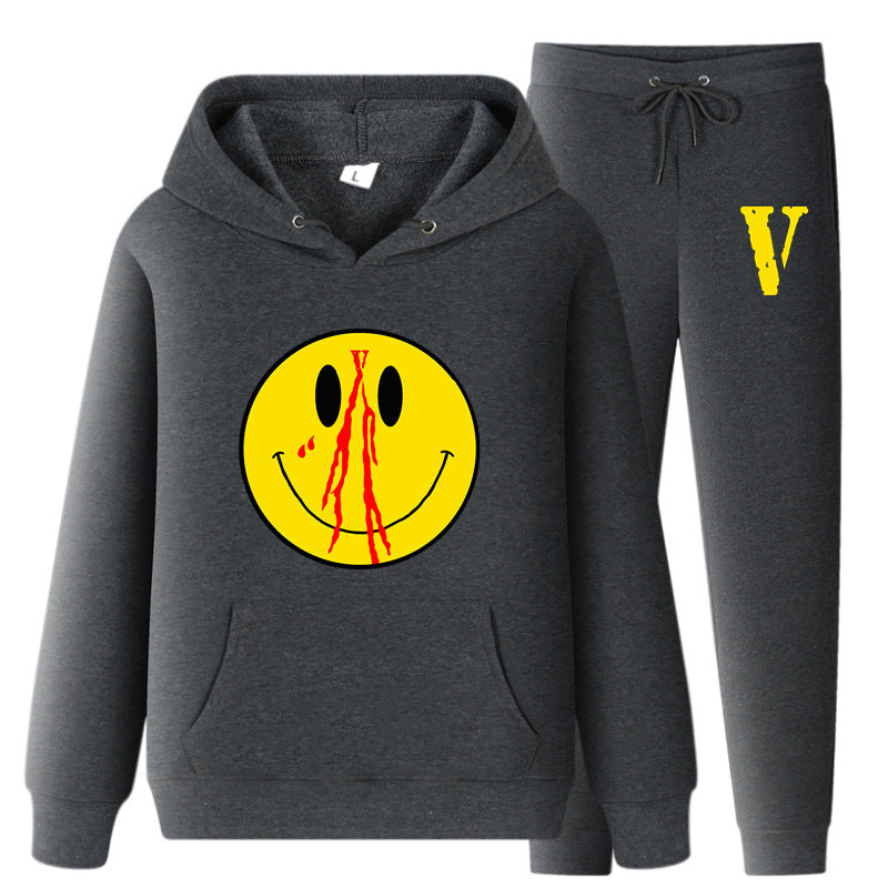 Vlone Hoodie & Pants 2 Piece Set Men'S Spring And Autumn Loose Pullover Sweatershirt