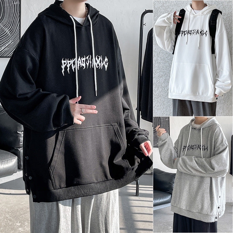 MEN'S Hoodie Floral Print Slit Row Port