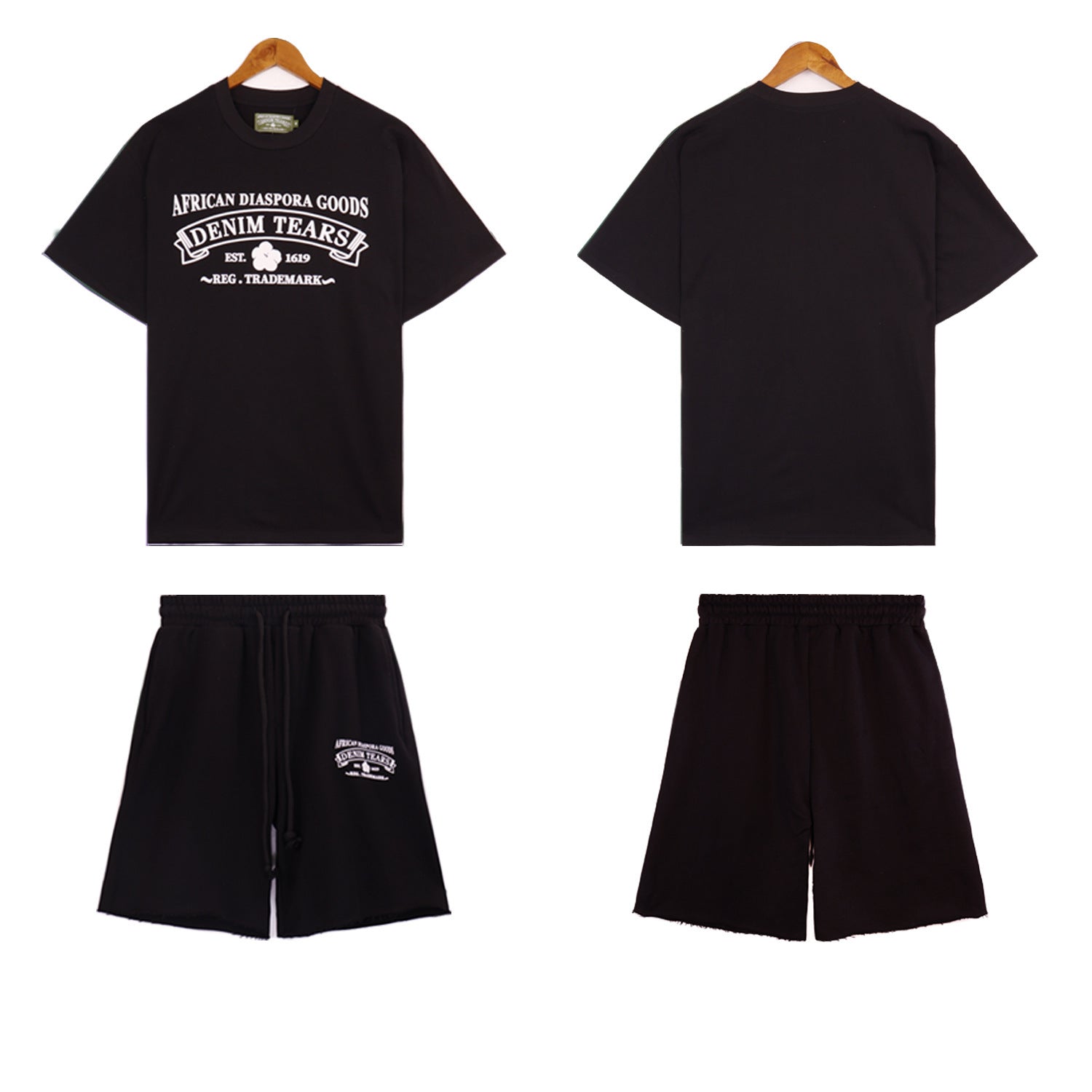 Denim Tears Outfit:T Shirt/Shorts (Separate Purchase Options) Short Sleeve T-shirt Men and Women Sports Shorts Suit