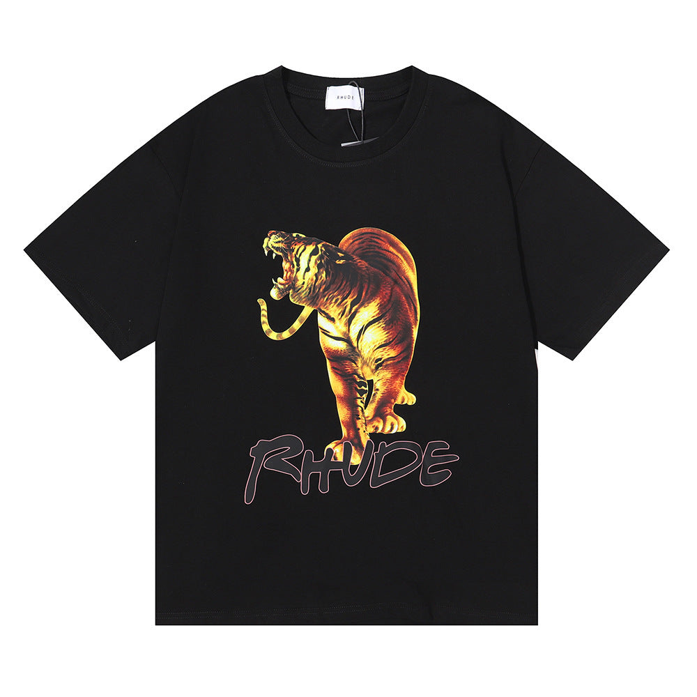 Rhude T Shirt Los Angeles, Tiger high definition print short sleeve T-shirt