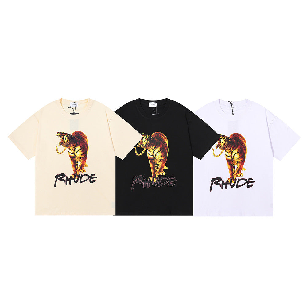 Rhude T Shirt Los Angeles, Tiger high definition print short sleeve T-shirt