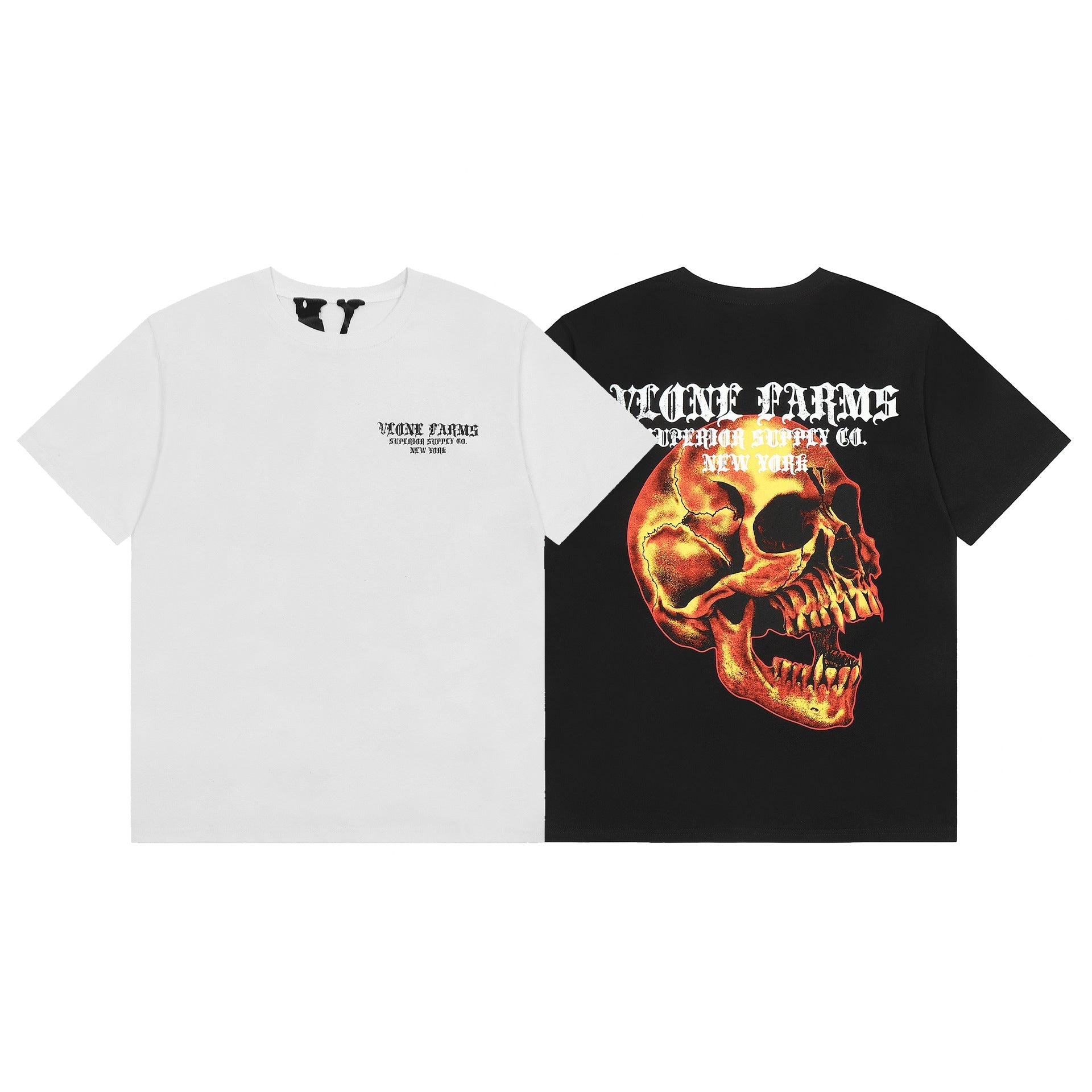 Vlone T Shirt Spring Summer Skull Letter Pattern