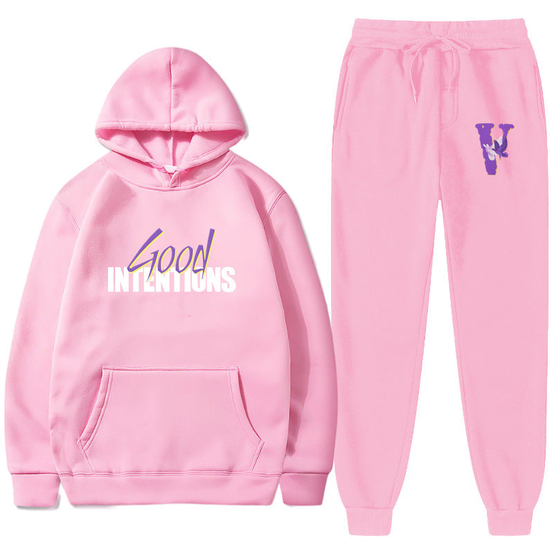 Vlone Hoodie & Pants 2 Piece Set Casual Loose Hoodie