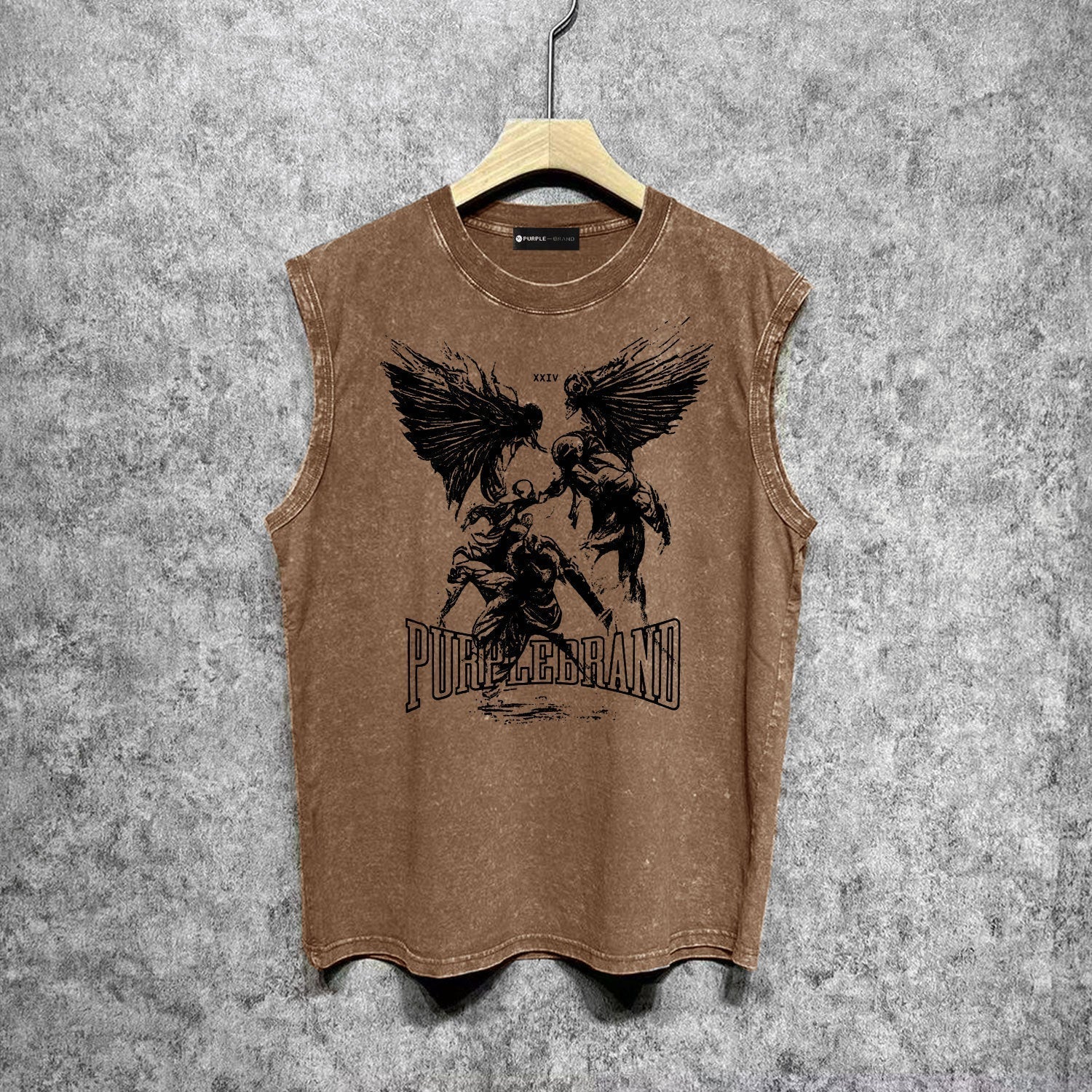 Purple Brand Distressed Tank T Shirts Distressed Sleeveless T-shirt Vest