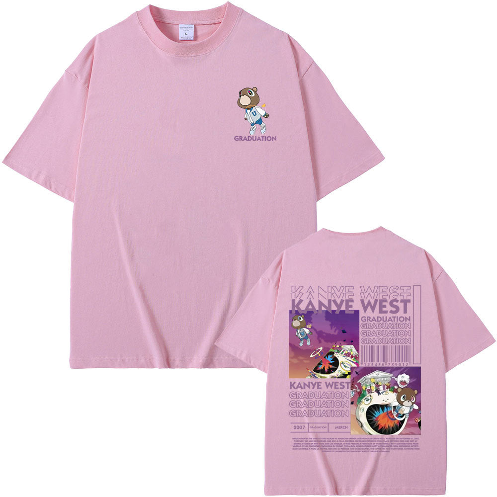 Rapper Kanye West Graduation Bear Double Sided Print T Shirt
