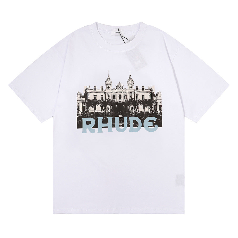 Rhude T Shirt Alphabet Castle Print Short Sleeve T-Shirt