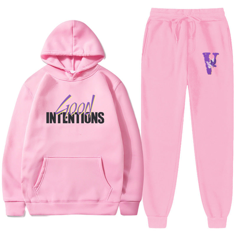 Vlone Hoodie & Pants 2 Piece Set Casual Loose Hoodie