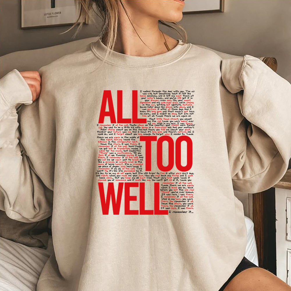 Vintage All Too Well Sweatshirt Eras Tour Mindnight Hoodie