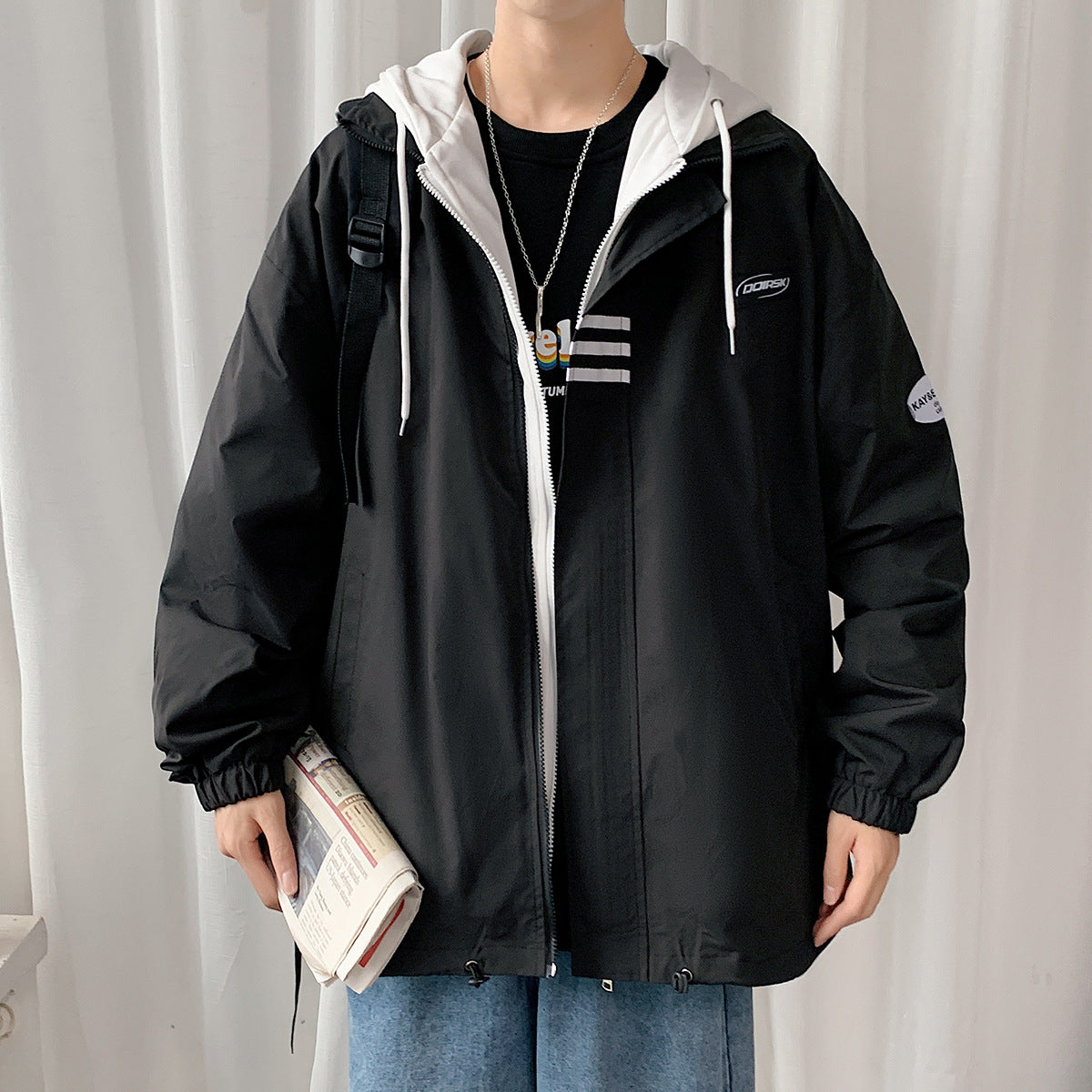 MEN'S Hoodie False Two-Piece Jackets Loose