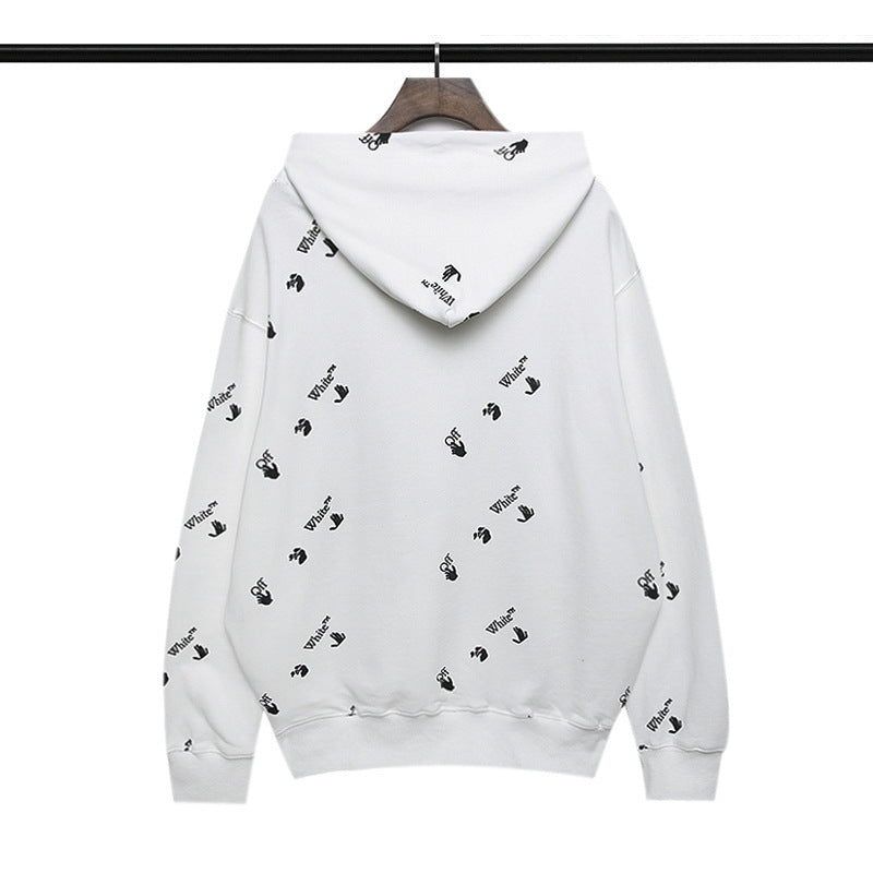 off White Hoodie Autumn and Winter Printed Hooded Loose Long Sleeves Sweater