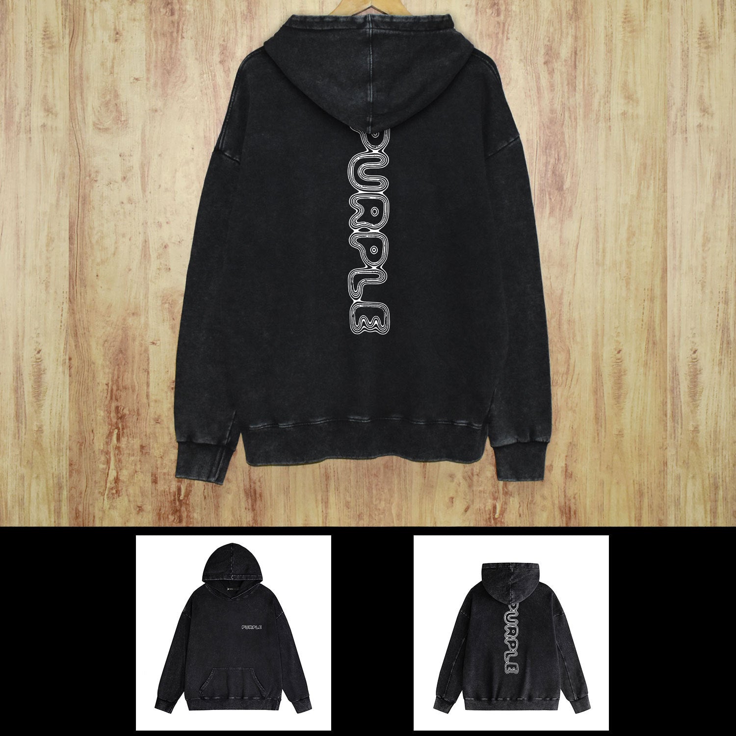 Purple Brand Distressed Hoodie Fashion Old Loose Hooded Sweater