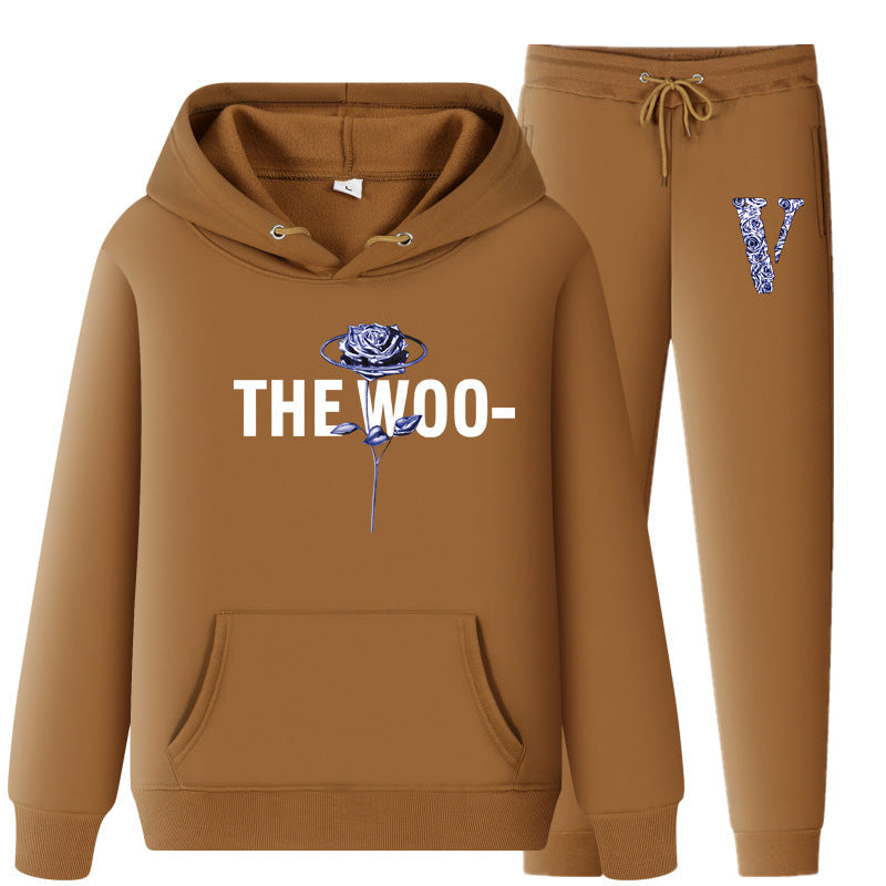 Vlone Hoodie & Pants 2 Piece Set V Printing Stylish Casual Hooded