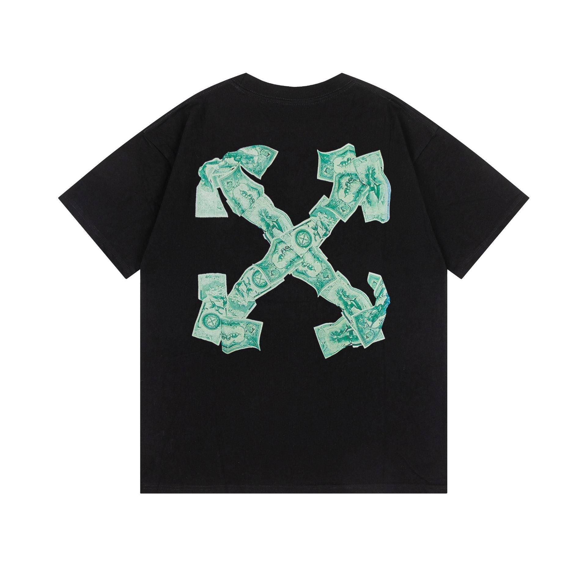 Off White T Shirts OW Money Arrow Pattern Crew Neck Pullover Short Sleeves