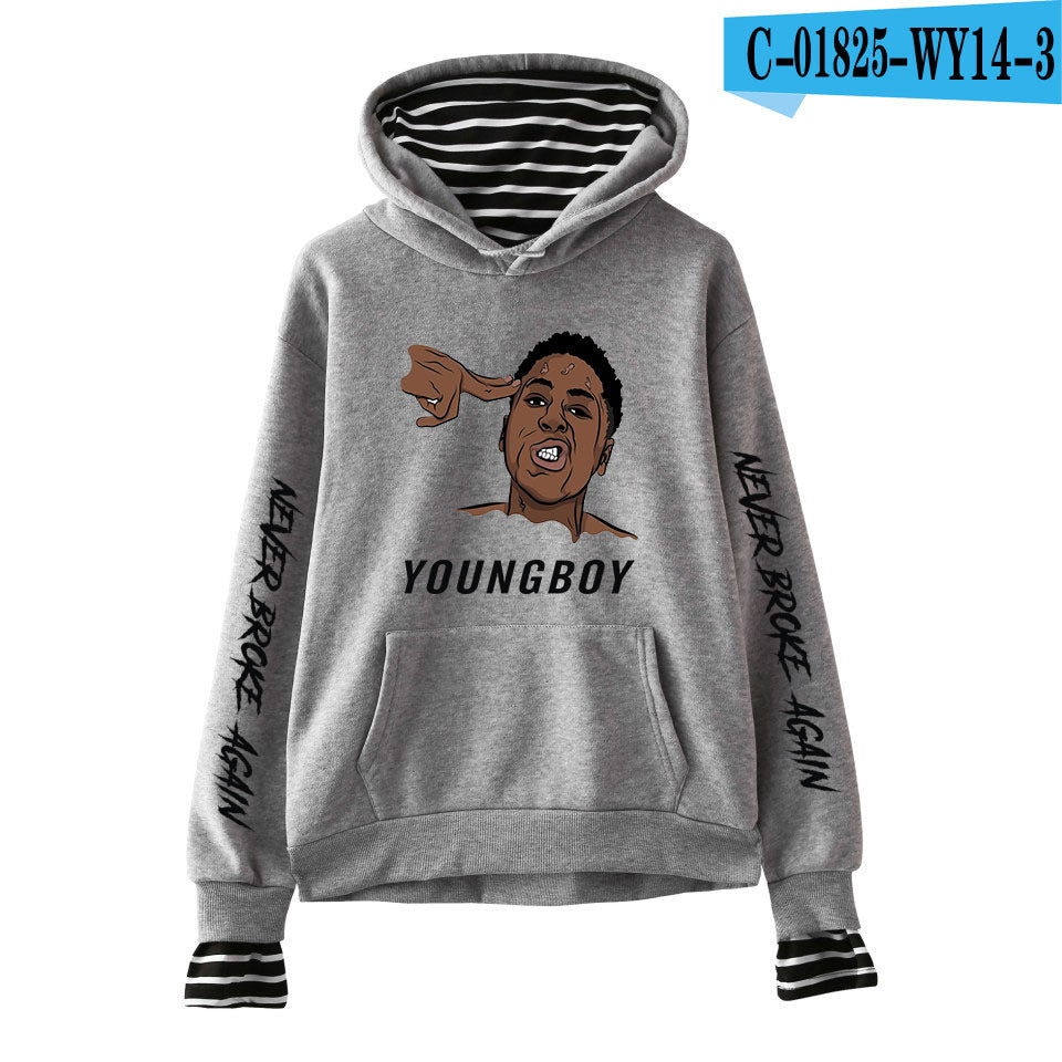 Never Broke Again Hoodie All-Match False Two-Piece Sweaters