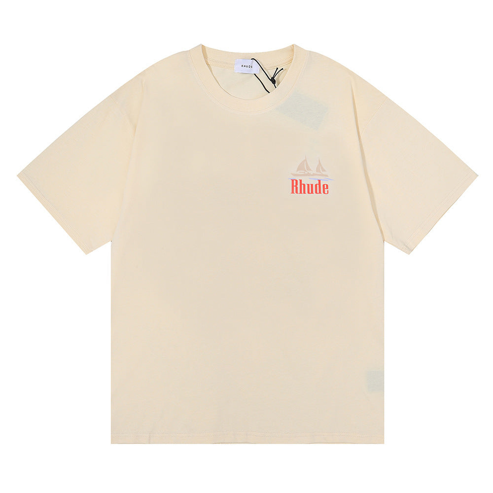Rhude T Shirt Los Angeles RHUDE Sailing Letter Print Short Sleeve T-Shirt