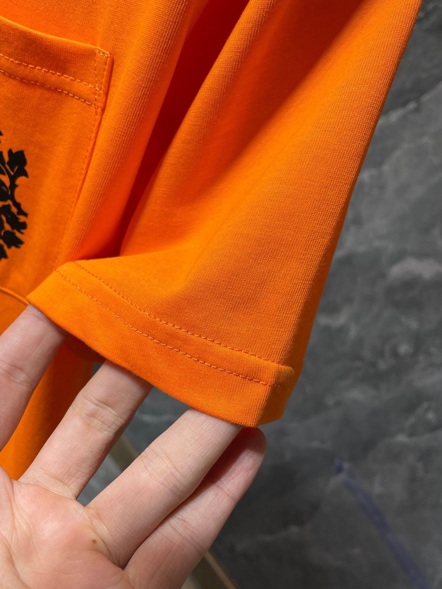 CHH Chrome Hearts T Shirts Orange Sword Cross Horseshoe Short Sleeve T-shirt