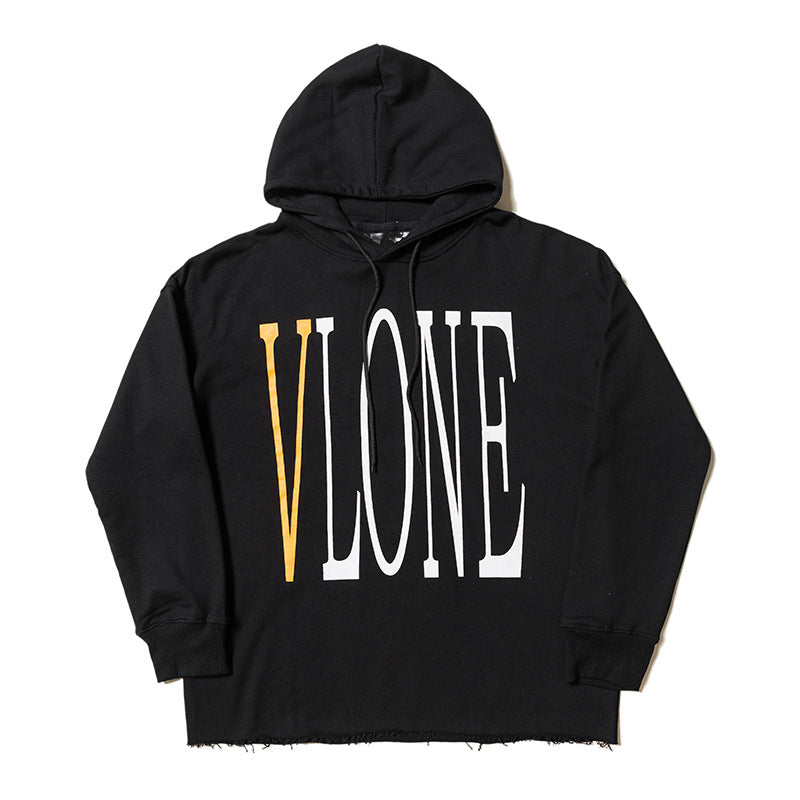 Vlone Hoodie Big V-Shaped Female Destroyed Burrs Oversize Loose Large Size Men And Women