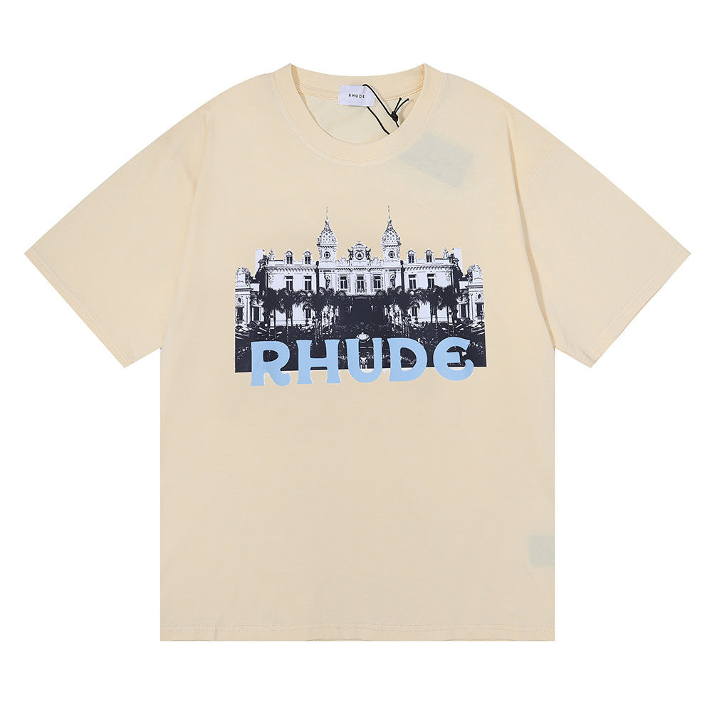 Rhude T Shirt Alphabet Castle Print Short Sleeve T-Shirt