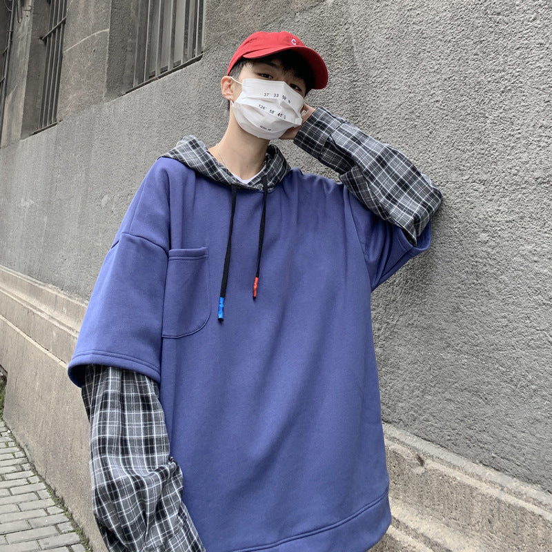 MEN'S Hoodie Fake Two Pieces Baggy Coat