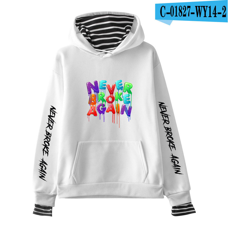 Never Broke Again Hoodie All-Match False Two-Piece Sweaters